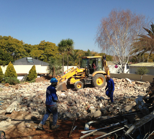 House down, removing foundations and getting ready to start blending the rubble with good, compactable soil